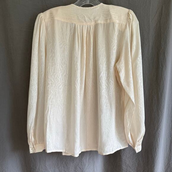 Vintage Marshall Field's Silk Blouse Cream with Jacquard Pattern 70s/80s Sz 10 - Picture 5 of 16